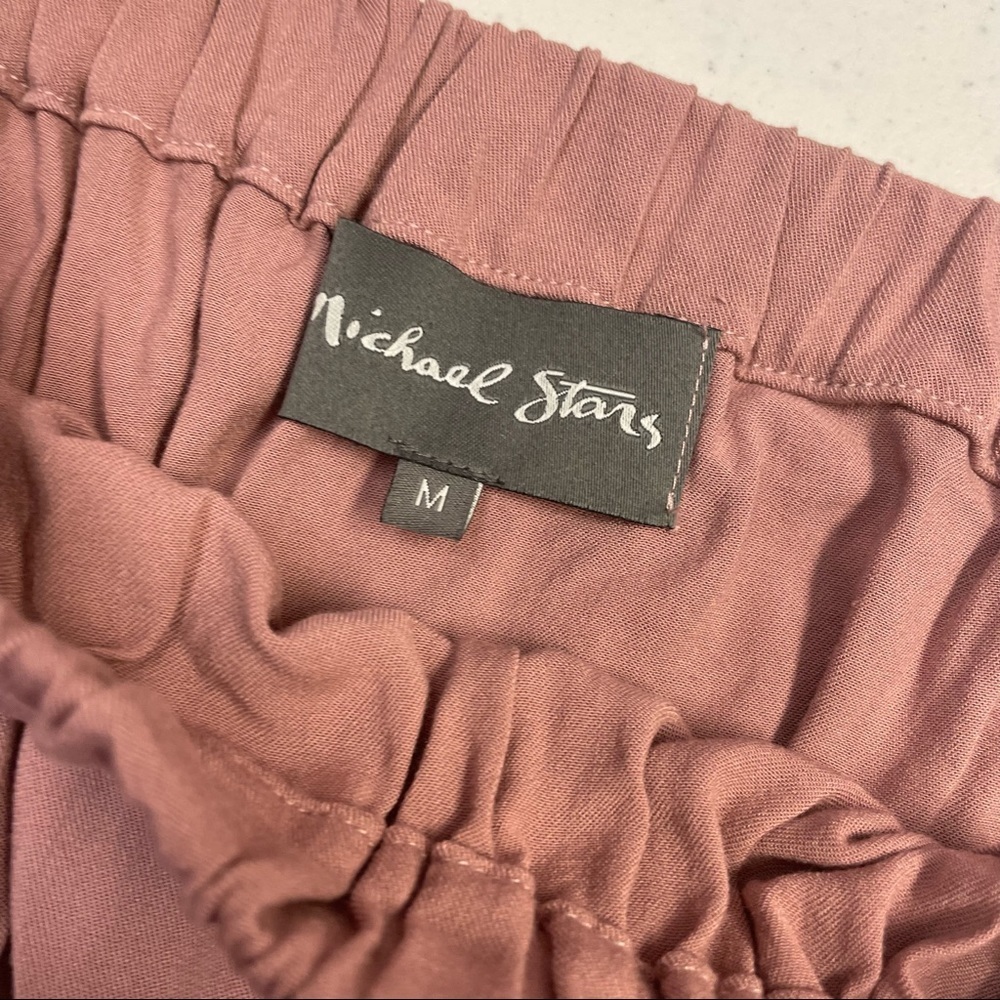 Michael Stars Strapless Tie Sleeve Top in Dusty Rose Pink - Picture 3 of 6
